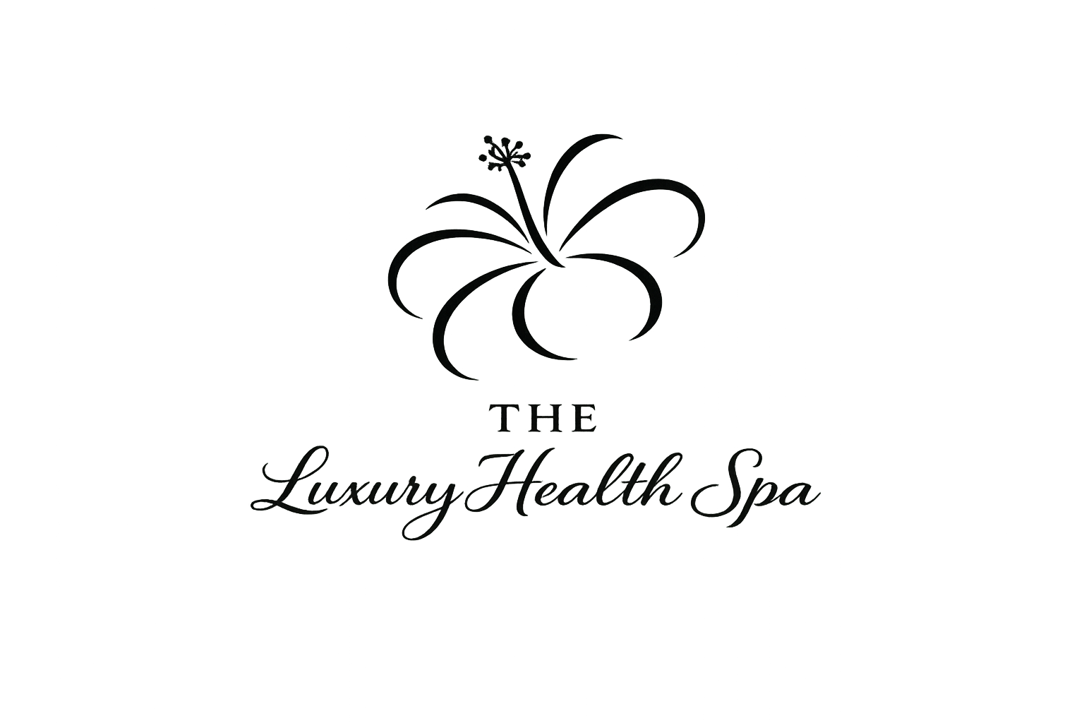 Hibiscus logo for The Luxury Health Spa featuring minimalist black and white design with elegant typography