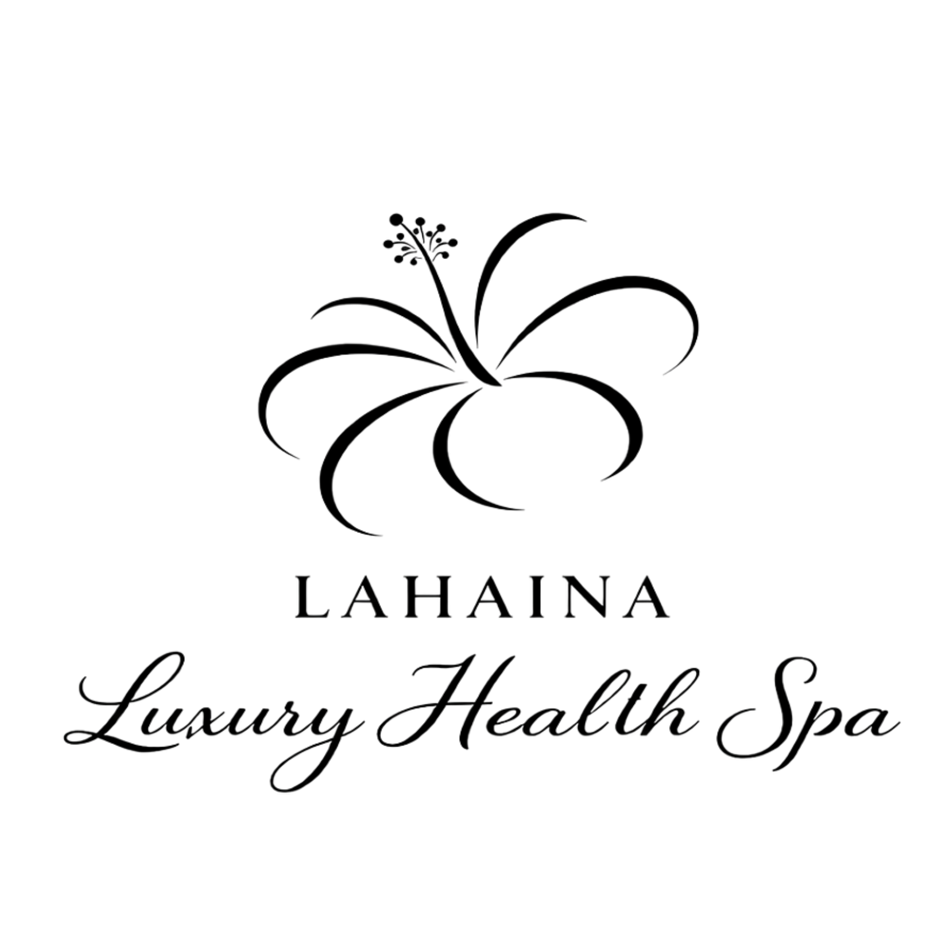 Hibiscus logo for The Luxury Health Spa featuring minimalist black and white design with elegant typography