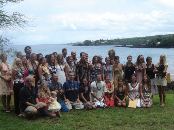 Graduating class of Makawao School of Therapeutic Massage in Maui including Lahaina Luxury Health Spa founder Kammy Hodges, 2008.