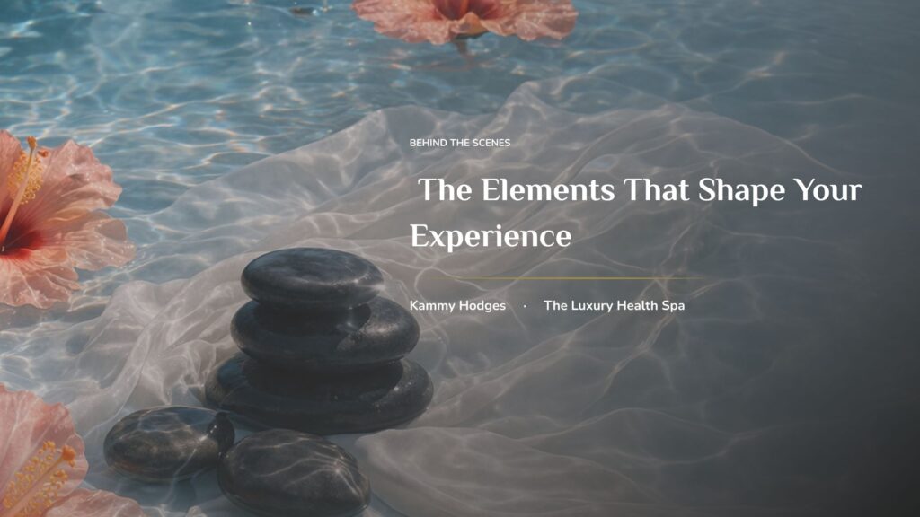 Luxury spa stones with hibiscus flowers in water at Lahaina Luxury Health Spa in Maui